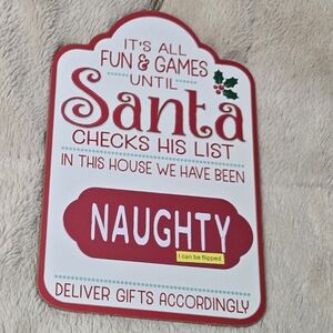 Santa Checks His List Holiday Changeable Sign Naughty or Nice List NEW